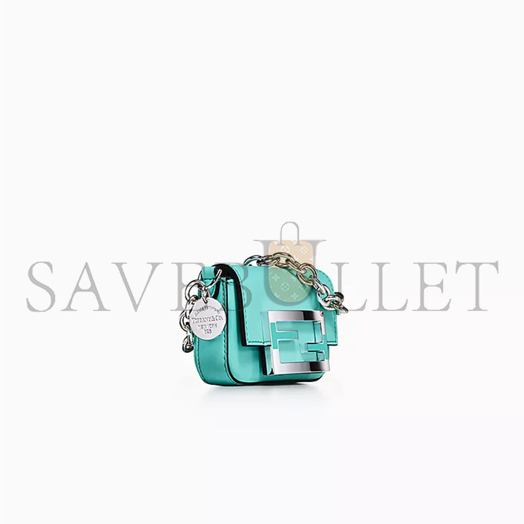 FENDI X TIFFANY NANO BAGUETTE IN TIFFANY BLUE® LEATHER WITH STERLING SILVER (11*7*2cm)